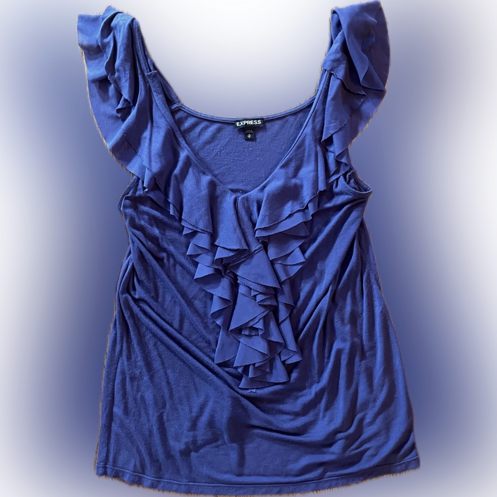 EXPRESS Women's Ruffled Blue Top